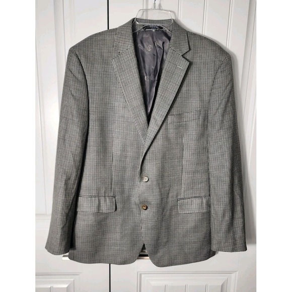 Lauren Ralph Lauren Black label Men's Silk Wool Houndstooth Sport Coat 44RLogo